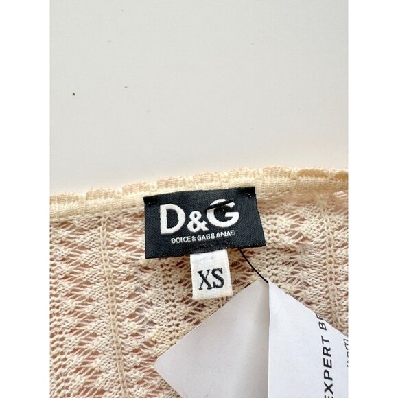 D&G DOLCE & GABBANA Pink Pointelle Knit Embellished Cardigan Sweater, Size XS - Picture 14 of 16